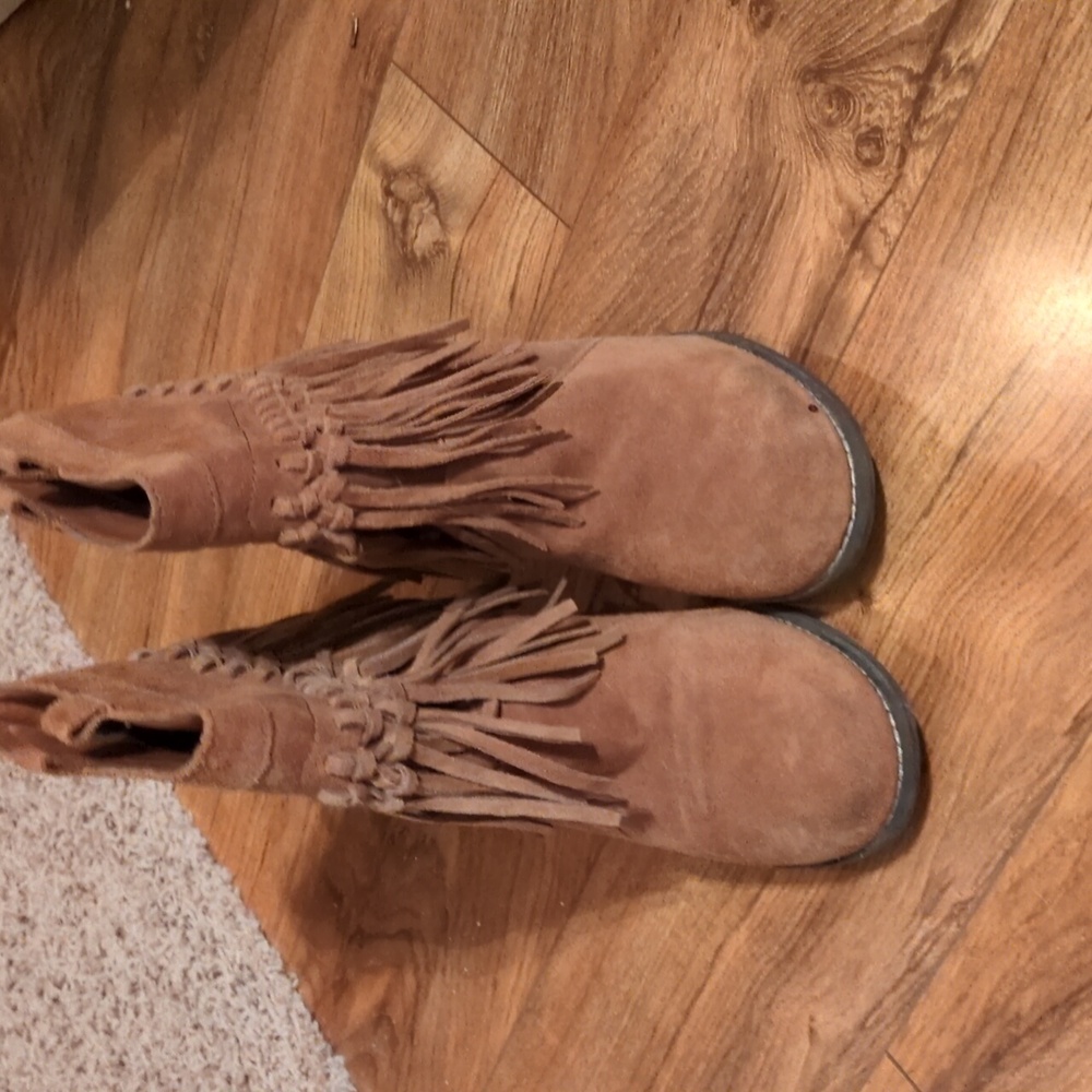 Boho Fringe Ankle Booties - Brown - Picture 3 of 5